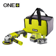 RYOBI R18AG-140S Γωνιακός τροχός μπαταρίας 18V ONE+™ με δίσκο 115mm (περιλαμβάνεται μπαταρία 4.0 Ah, φορτιστής και softbag)