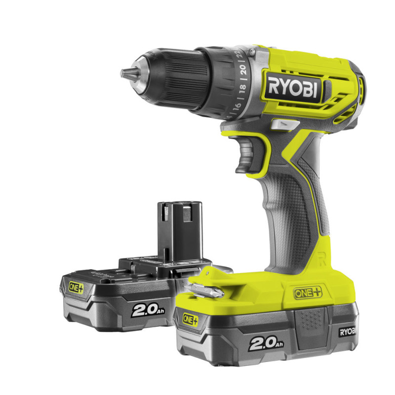 RYOBI R18DD2-220S Επαναφορτιζόμενο δραπανοκατσάβιδο μπαταρίας 18V ONE+™ (περιλαμβάνονται 2 μπαταρίες 2.0 Ah και φορτιστής)
