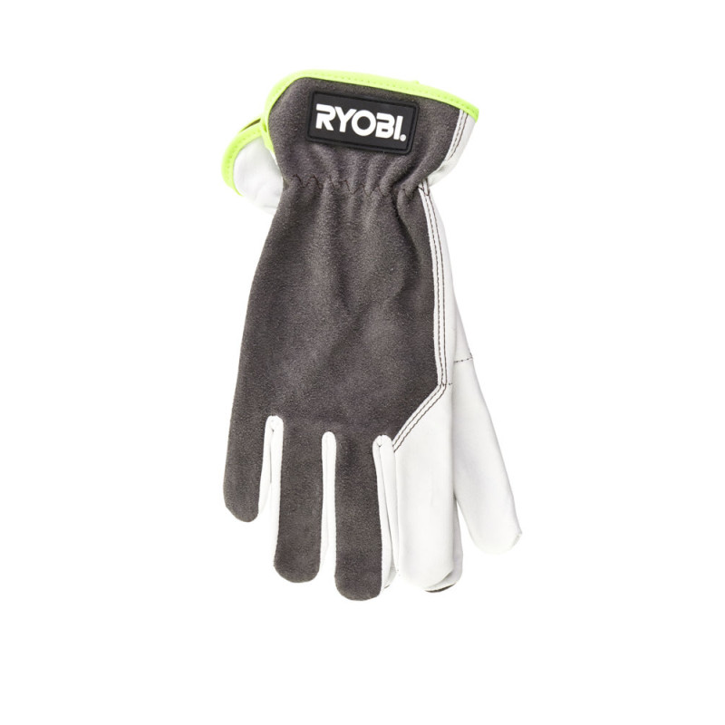 RYOBI RAC810M Δερμάτινα γάντια με διπλές ραφές για παραπάνω αντοχή, ιδανικά για κηπουρική - Μέγεθος: Medium
