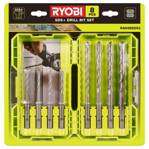 RYOBI RAK08SDS2 Σετ τρυπανιών SDS (τσιμέντου) 8 τεμαχίων