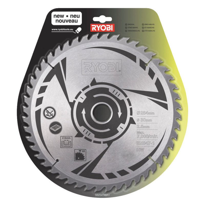 RYOBI SB254T48A1 1 τεμάχιο Δίσκος Φαλτσοπρίονου 254mm (48 δόντια)
